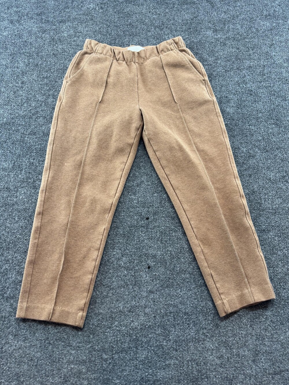 Everlane Sweatpants Womens XS Brown Knit Crop Straight Leg Elastic Waist Pockets